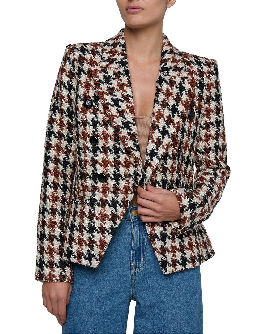 L'agence Marie Wool-blend Blazer In Bcrh-black/brown/cream Houndst