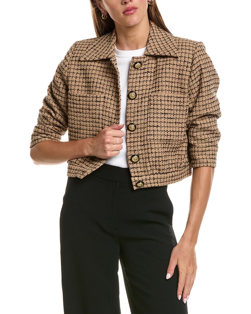 L'agence Jia Crop 3/4 Sleeve Jacket In Multi