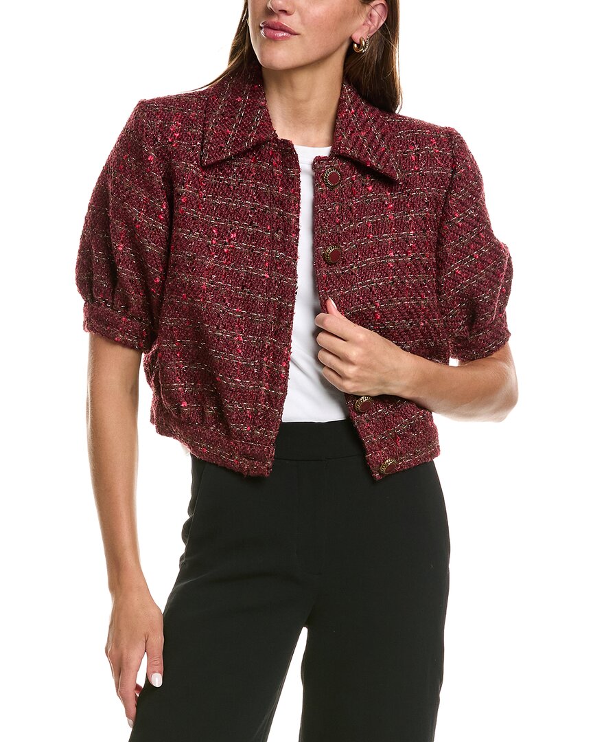 L'agence Cove Crop Short Sleeve Jacket In Burgundy
