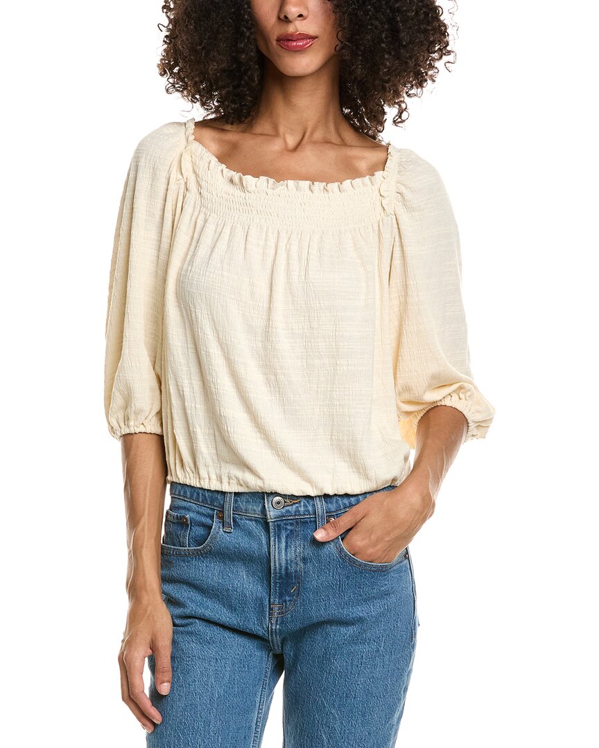 Max Studio Square Neck Bubble Bottom Top In Gold