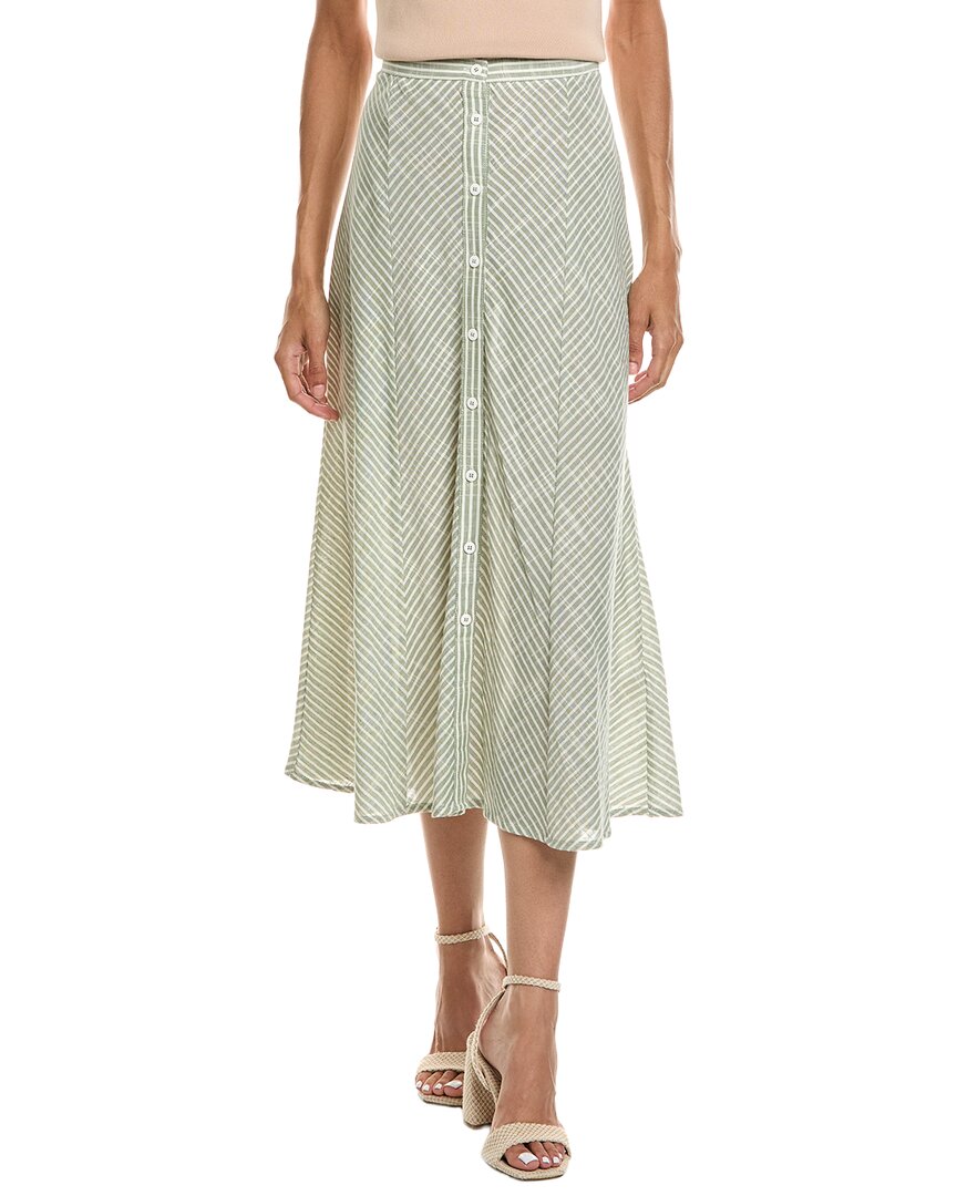Max Studio Striped Button Front Skirt In Gray