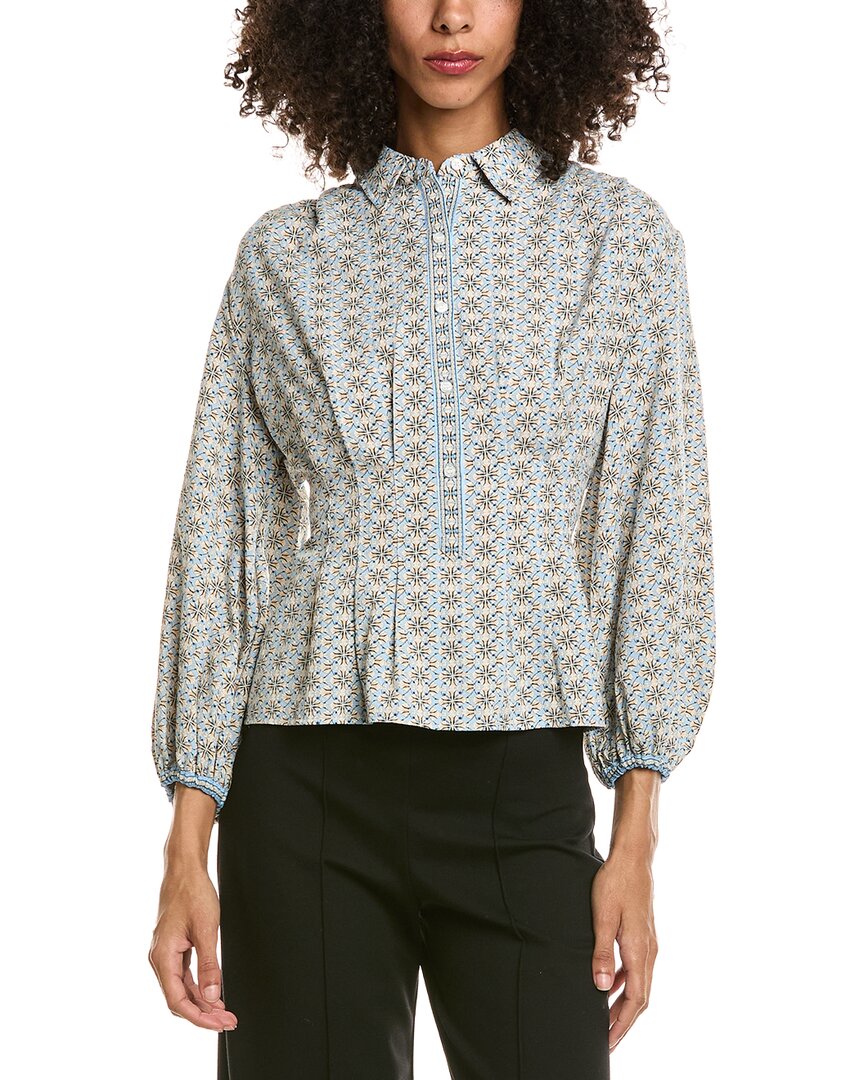 Max Studio 3/4-sleeve Pleat Front Blouse In Multi