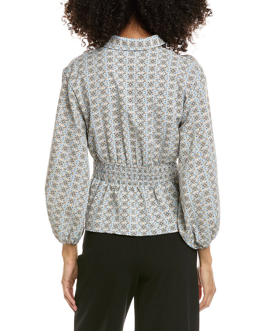 Max Studio 3/4-sleeve Pleat Front Blouse In Multi