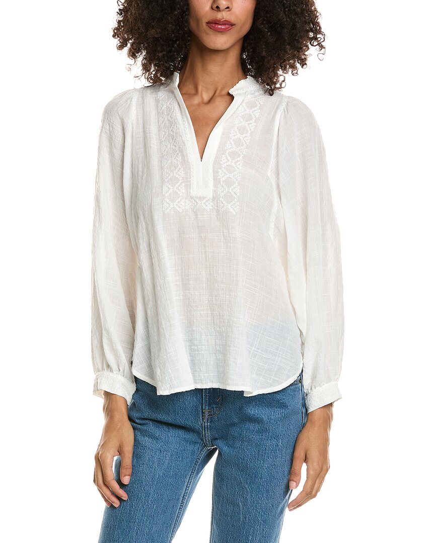 Max Studio Side Tab Button Front-shirt In White