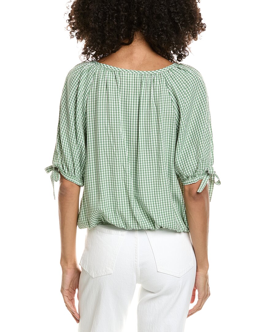 Max Studio Bubble Button Tie Sleeve Blouse In White