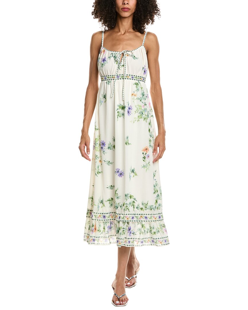 Max Studio Sleeveless Tie Front Midi Dress In White