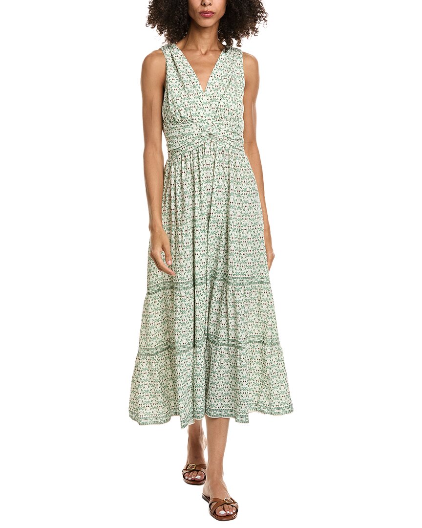 Max Studio Knotted Waist Tiered Midi Dress