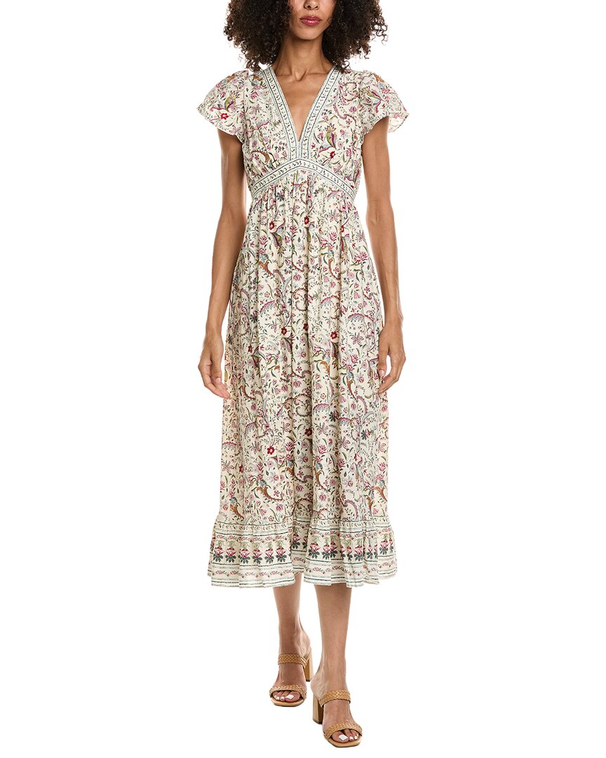 max studio midi dresses Max Studio Flutter Sleeve V-Neck Empire Waist Midi Dress