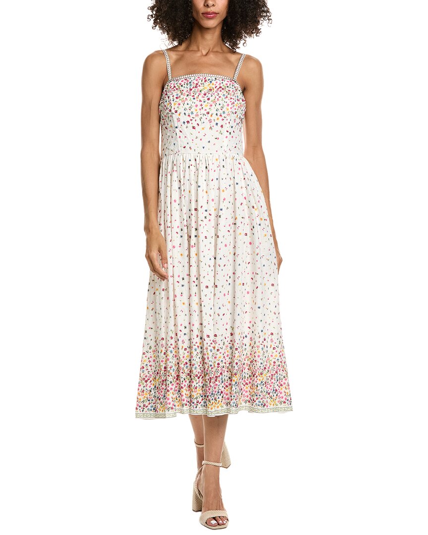 Max Studio Spaghetti Strap Straight Neck Midi Dress In White