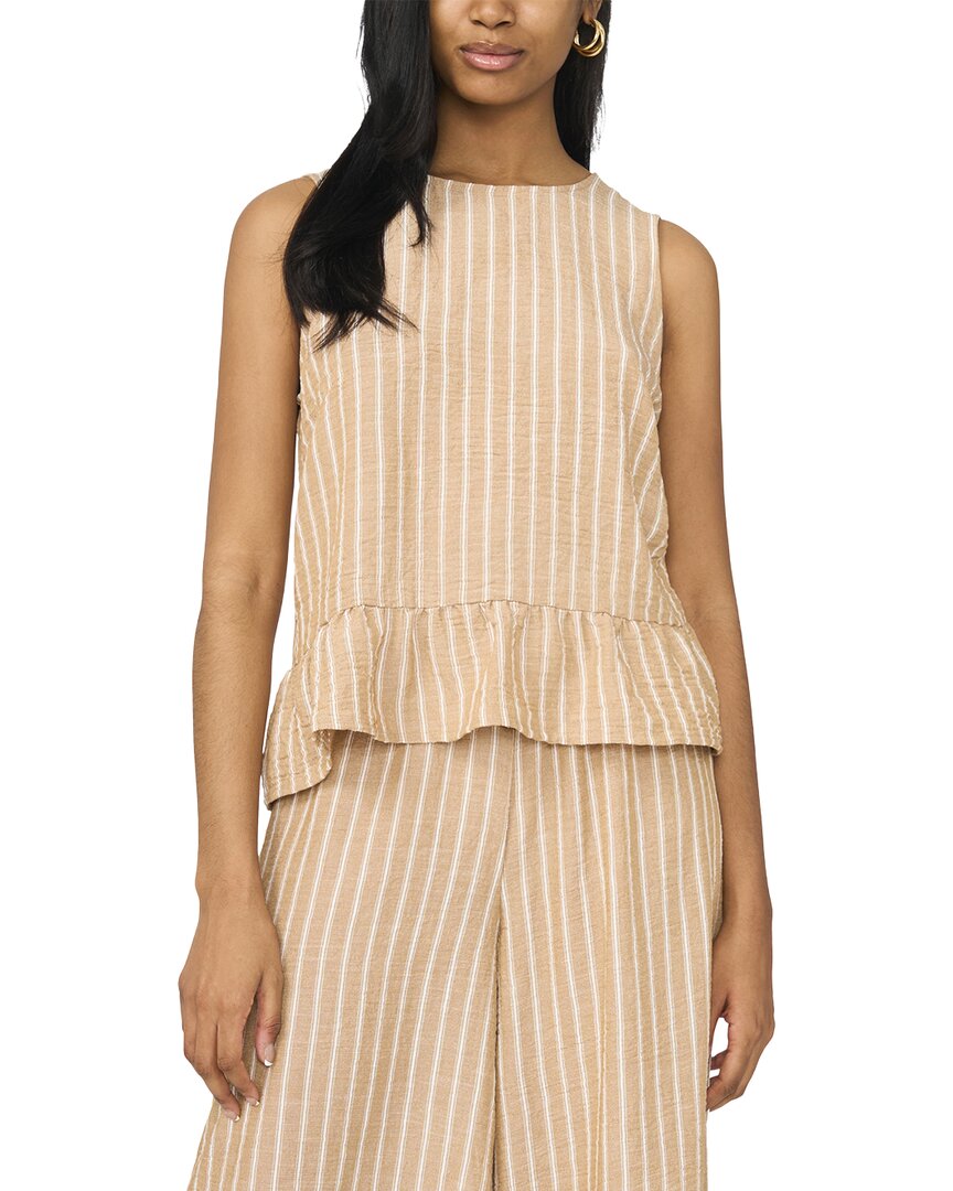 Vince Camuto Solid Ruffle Peplum Top In Gray