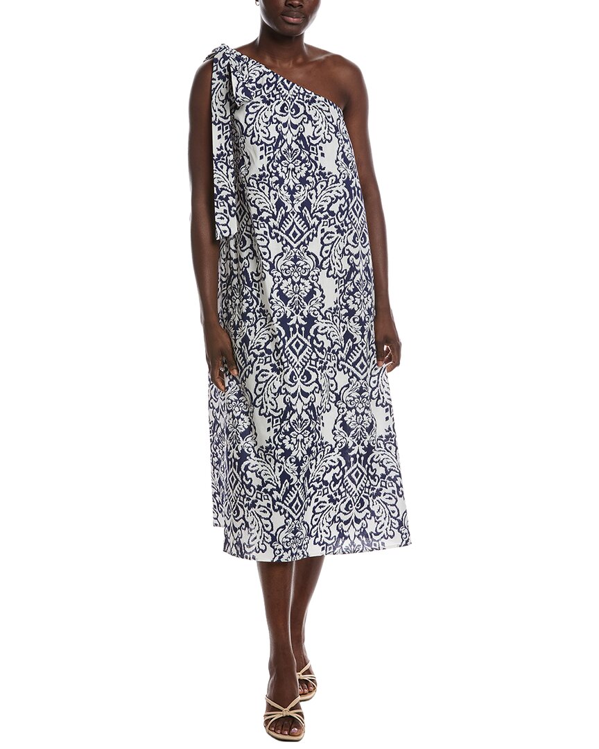 Renee C One-shoulder Midi Dress In Navy