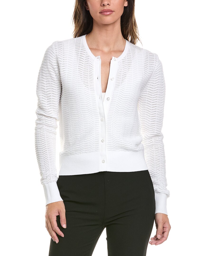 Brooks Brothers Pointelle Cropped Cardigan In White