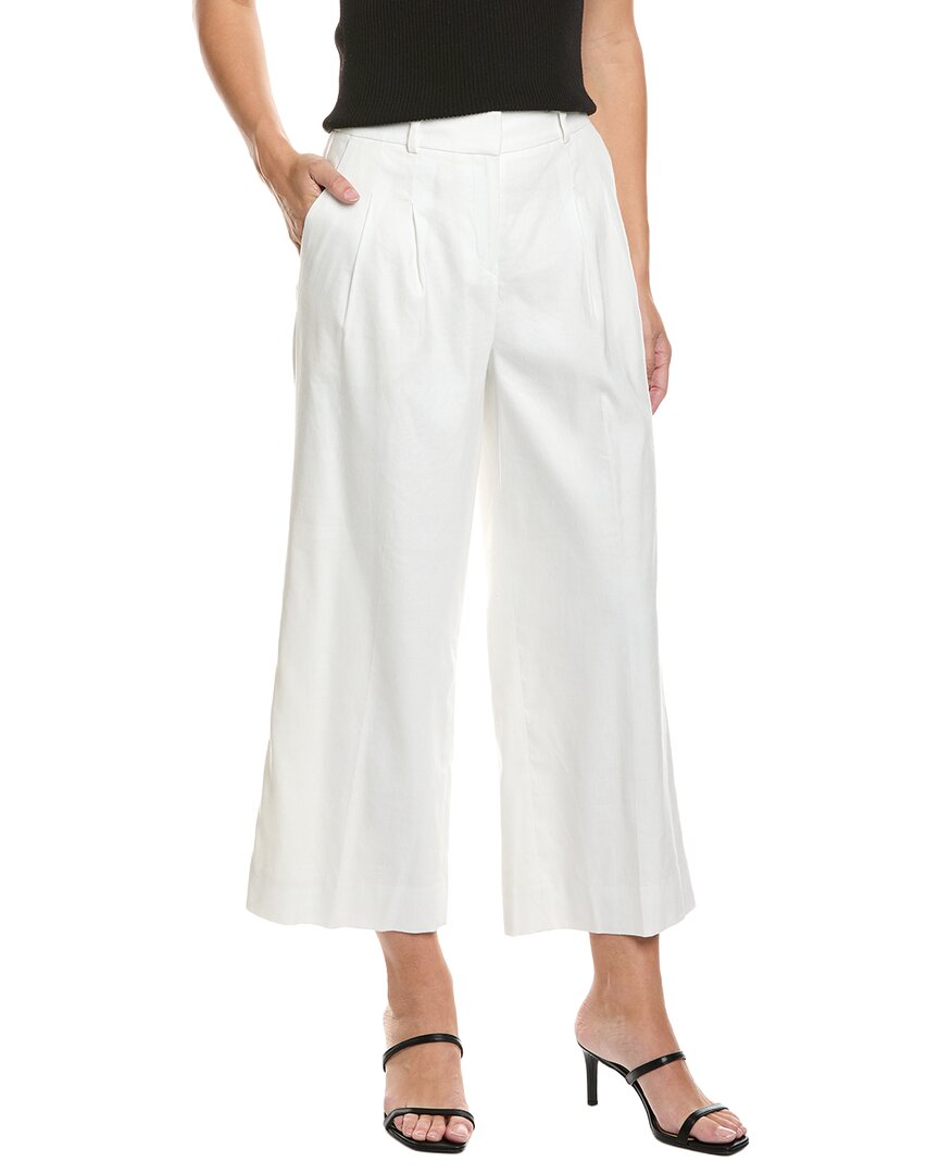 Brooks Brothers Linen Blend Cropped Wide Leg Pant In White