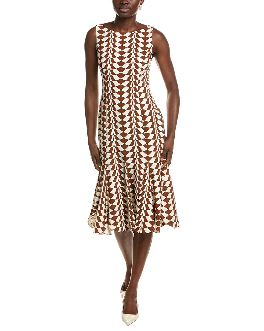 Oscar De La Renta Geo Stretch Wool-blend Dress In Ivory