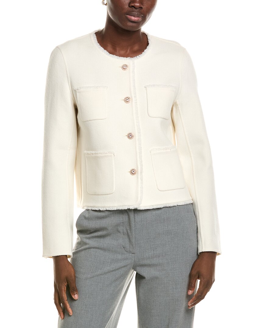Marc Cain Wool Cardigan In White