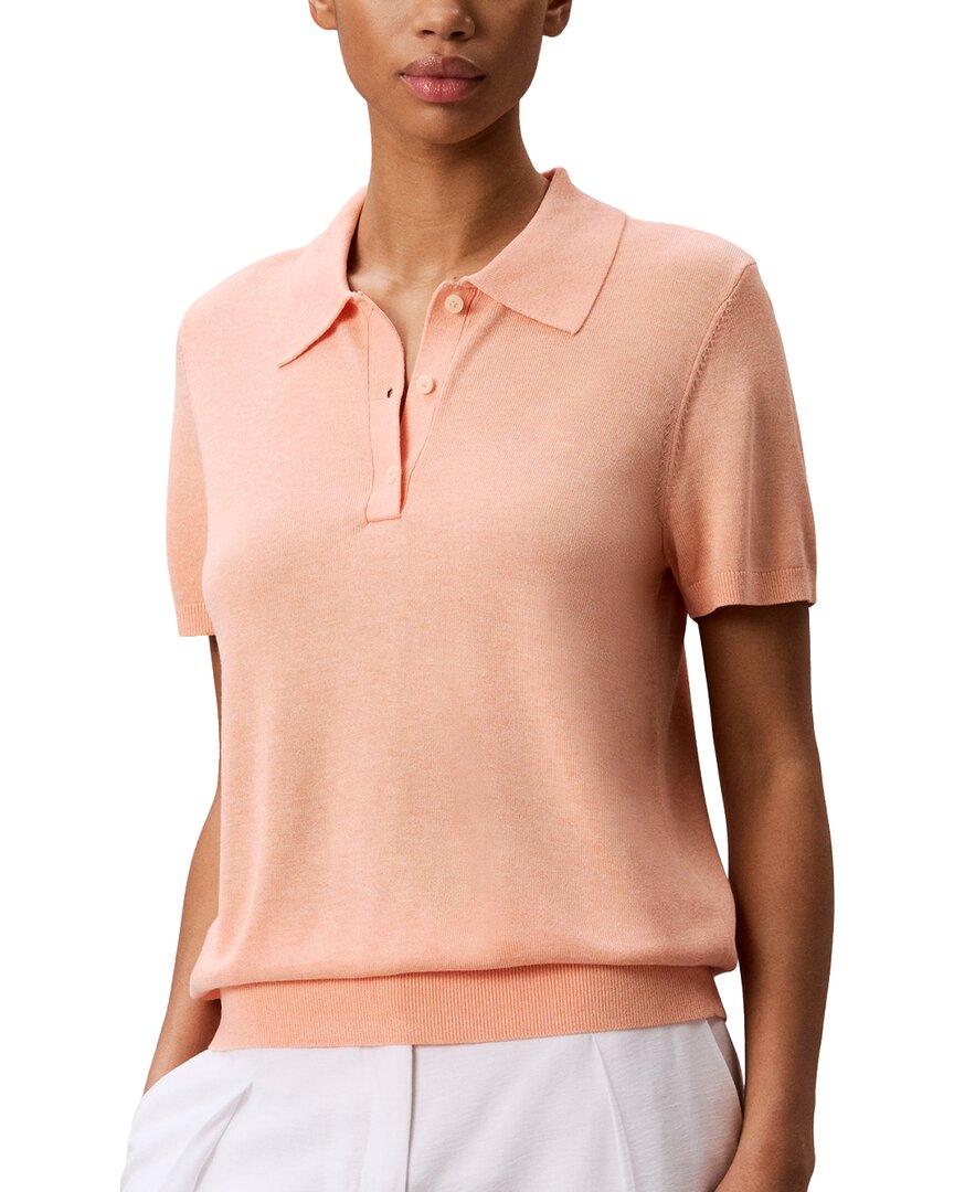 Calvin Klein Fine Gauge Polo Shirt In Neutral