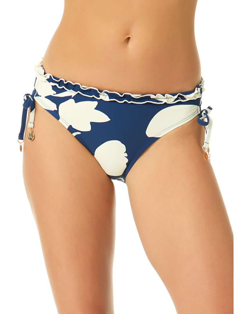 Cece Contrast Ruffle Side Tie Hipster In Blue