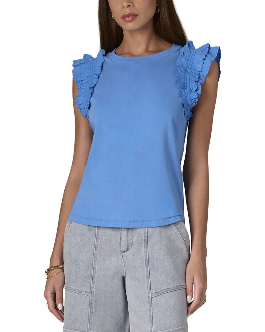 Wit & Wisdom Mixed Media Knit Top In Blue