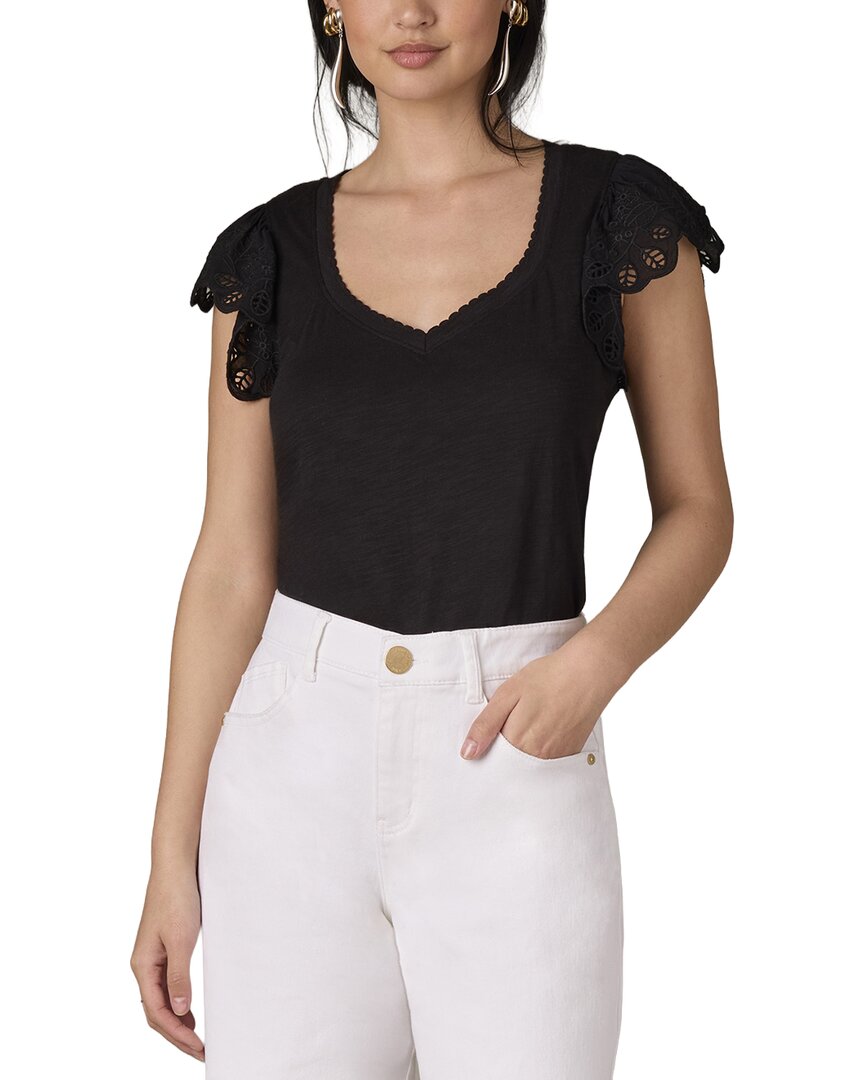 Wit & Wisdom Mixed Media Knit Top In Black