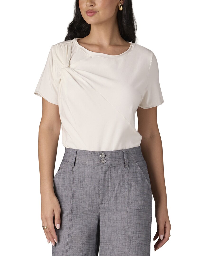 Wit & Wisdom Twist Front Knit Top In White