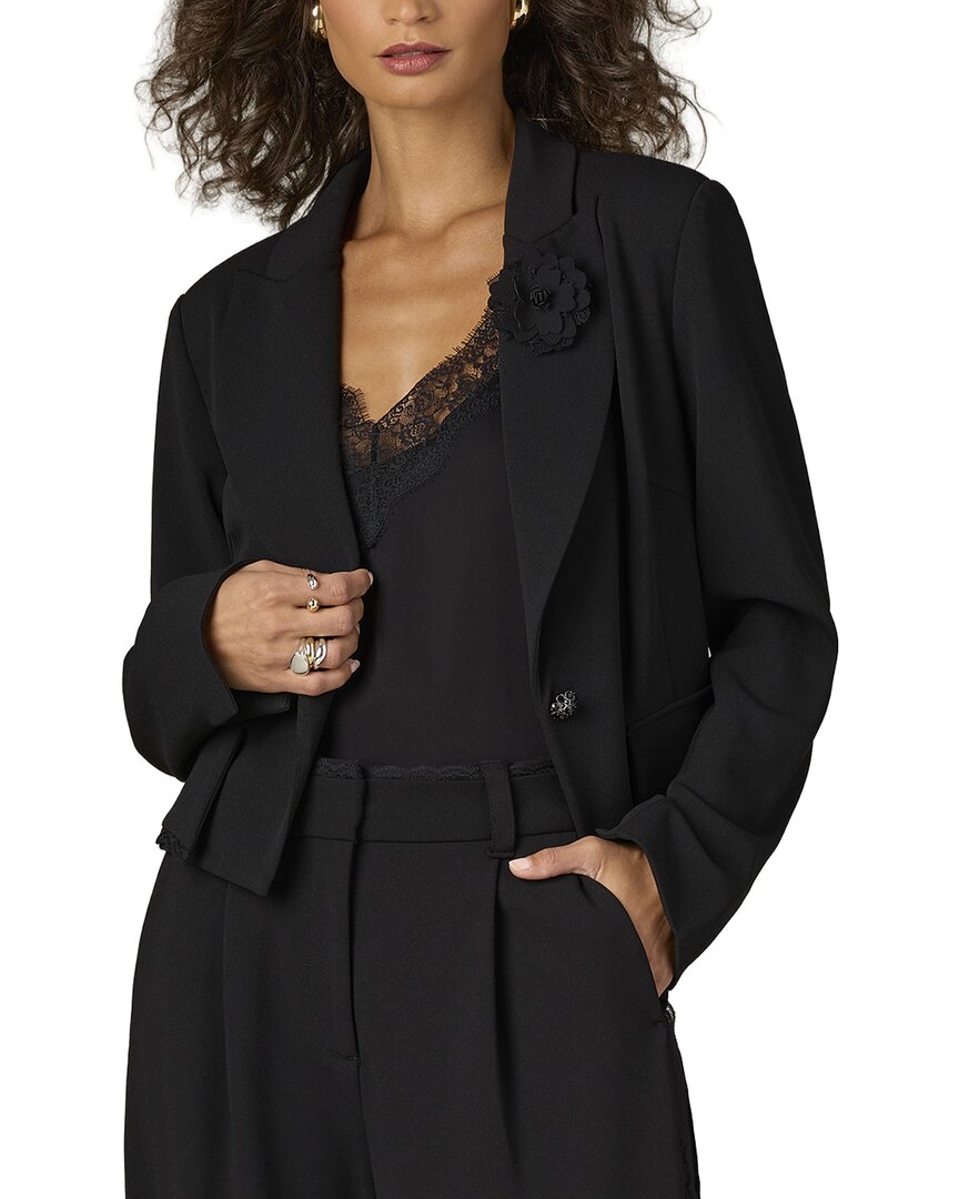 Wit & Wisdom Crop Single Button Blazer In Bk