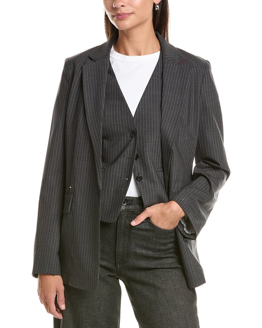 Rag & Bone 2pc Wool-blend Jennifer Blazer & Vest Set In Gray