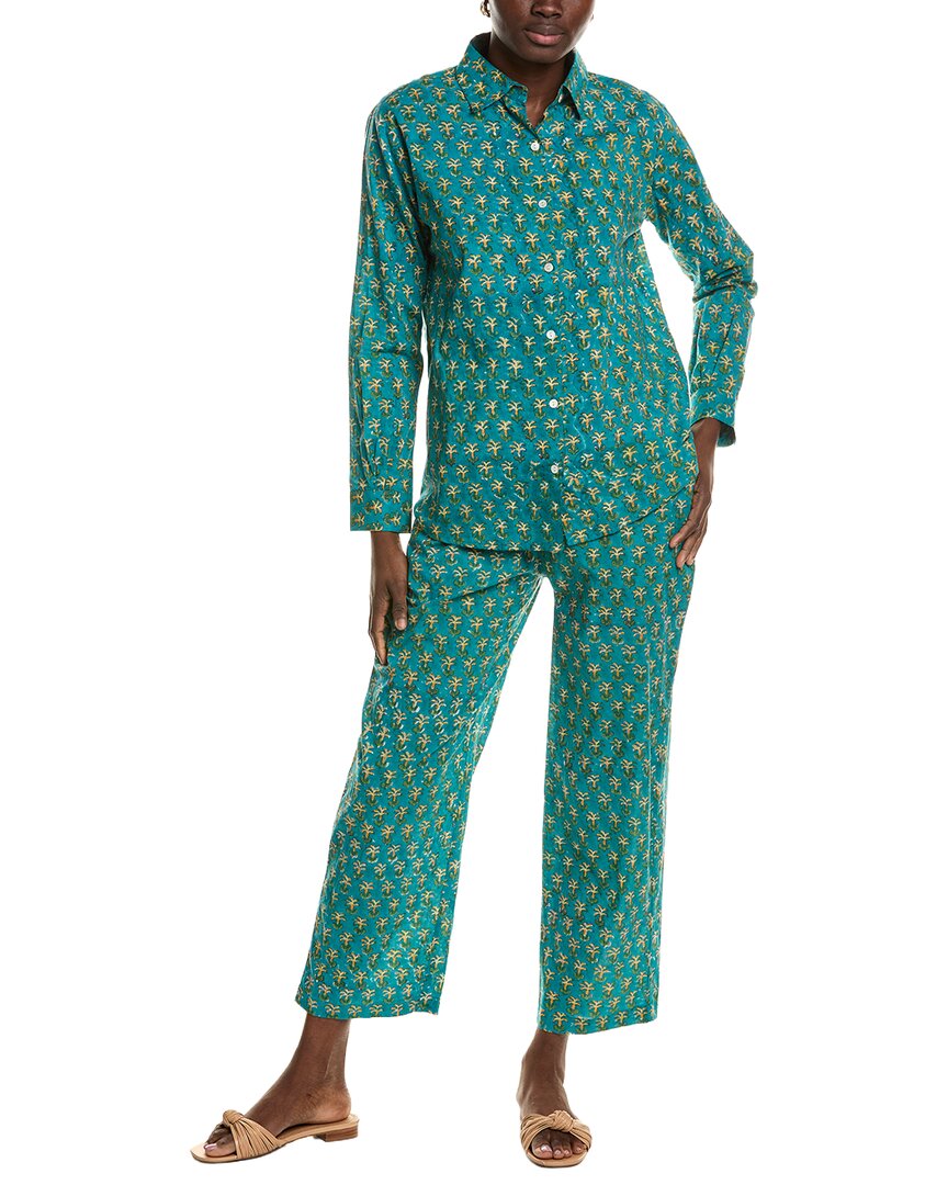 Mer St. Barth 2pc Clementine Top & Pant Set In Green