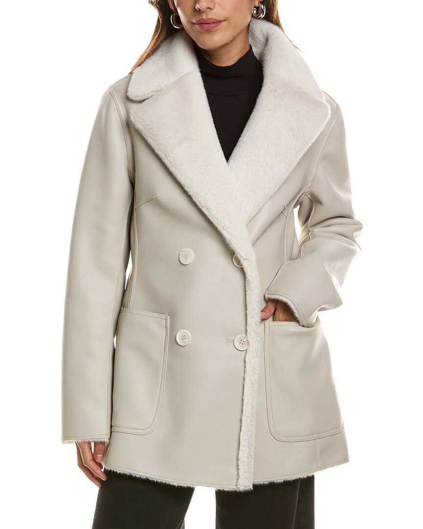 Lamarque Faux Shearling Reversible Coat In Neutral