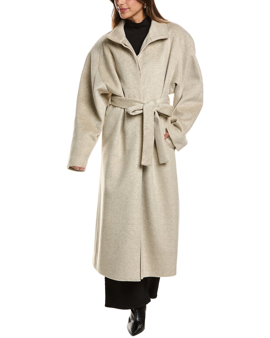Lamarque Raglan Wool-blend Maxi Coat In Gray