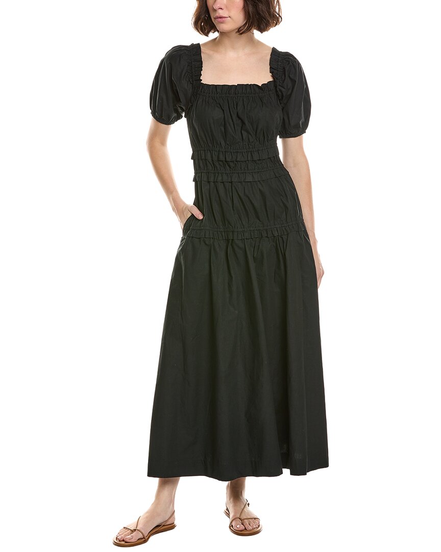 Gretchen Scott Ruffle Up Midi Dress In Black