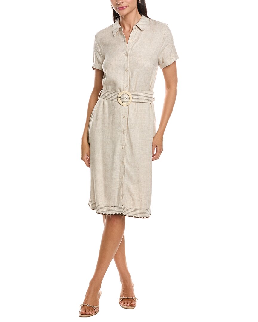 Nanette Lepore Nanette  Maxi Linen-blend Shirt Dress In Brown