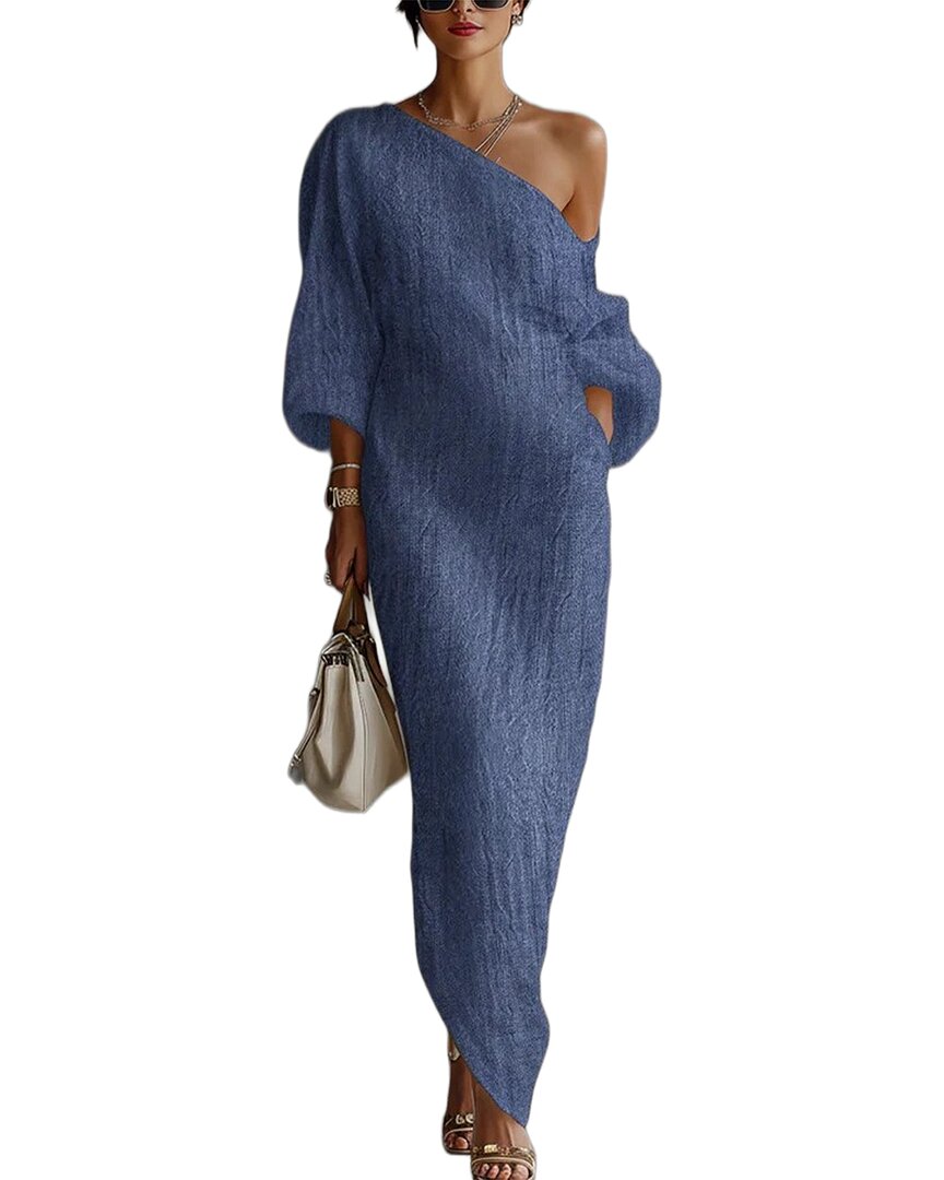 Enjoy Petra One-shoulder Maxi Dress In Blue