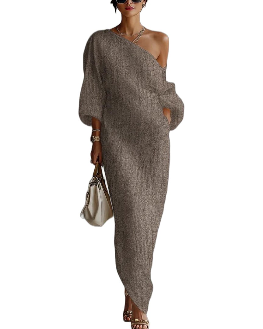 Enjoy Petra One-shoulder Maxi Dress In Brown
