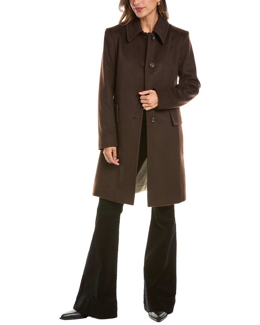 Fleurette Club Collar Wool Coat In Brown