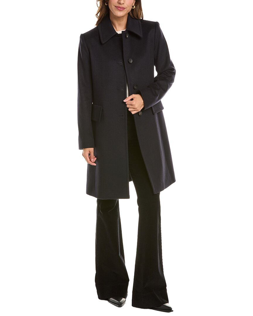 Fleurette Club Collar Wool Coat In Blue