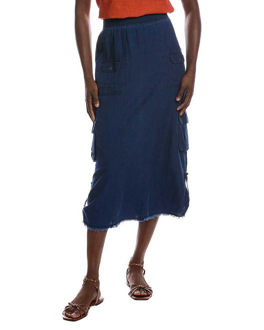 Xcvi Chesney Linen-blend Midi Skirt In Navy