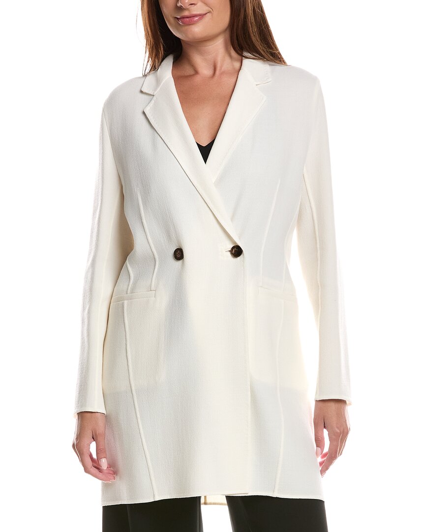 Lafayette 148 New York Wool Double Button Straight Blazer In Cloud-cloud