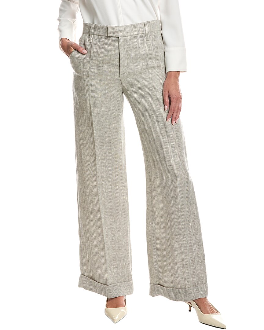Brunello Cucinelli Linen Pant In Gray