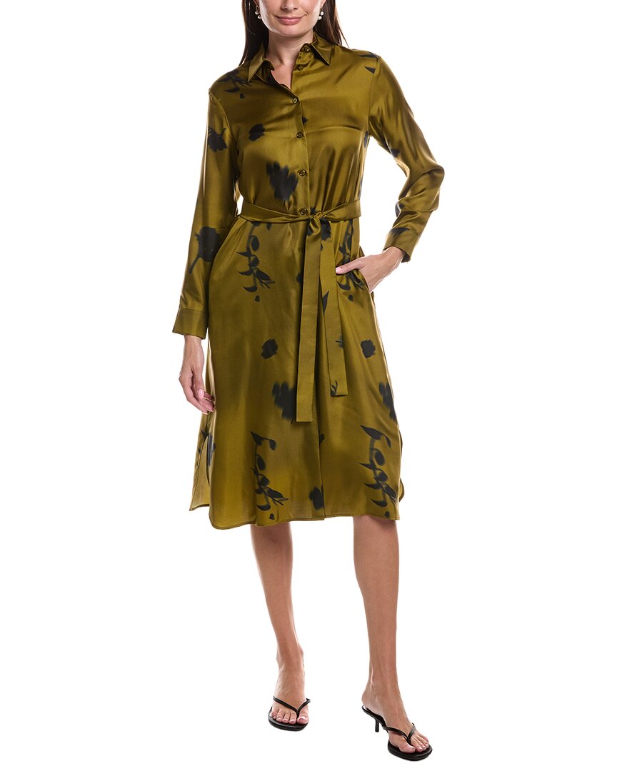 Max Mara Jadi Silk Midi Dress In Green