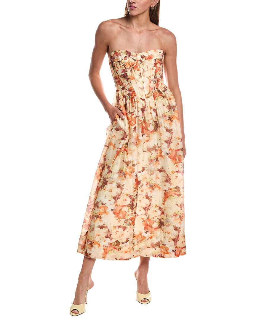Bardot Lola Printed Midi Dress In White