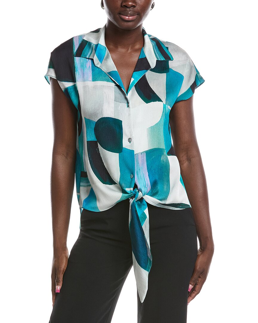 Joseph Ribkoff Tie-front Blouse In Blue