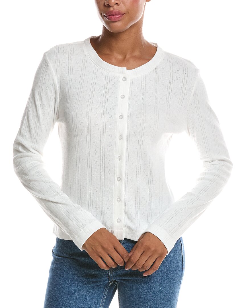 Perfectwhitetee Lila Pointelle Cardigan In White