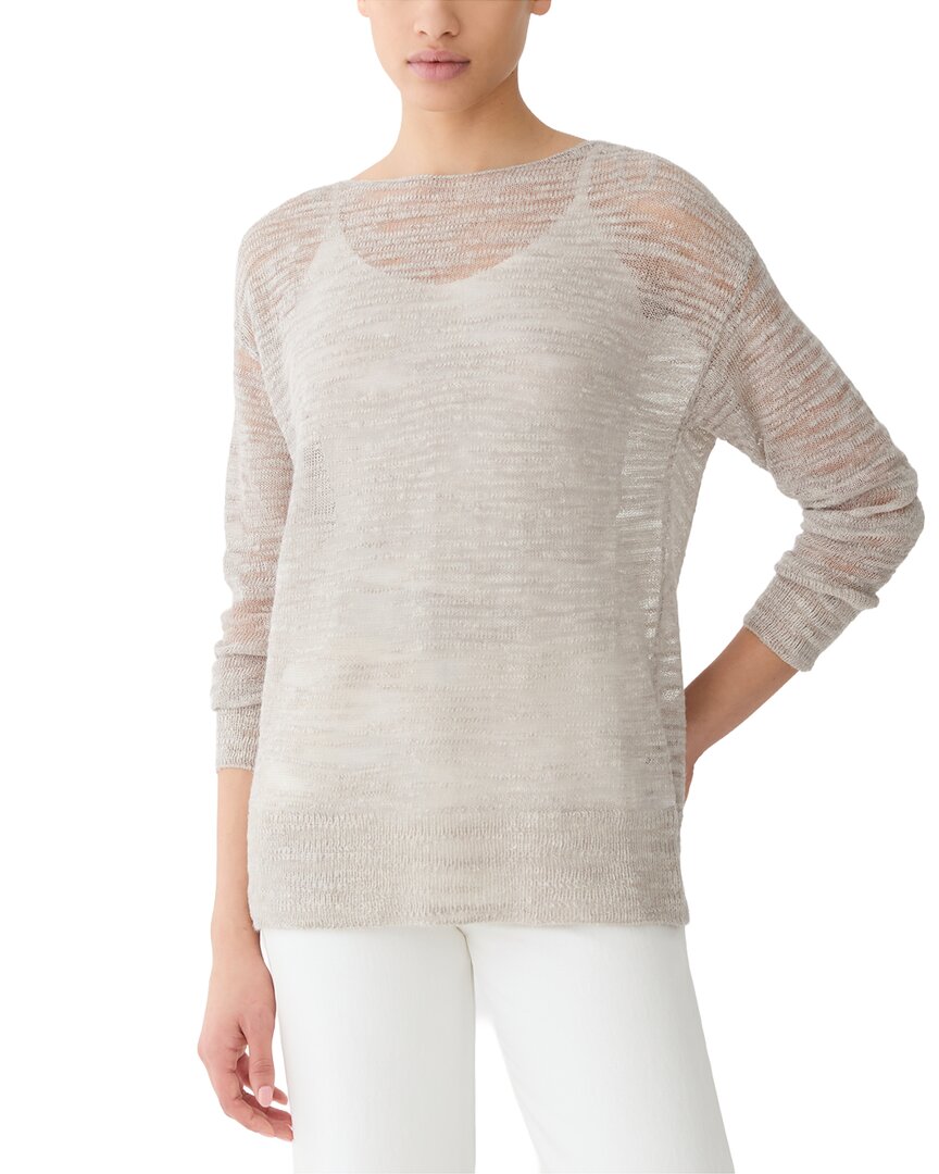 Lafayette 148 New York Linen-blend Sweater In Grey