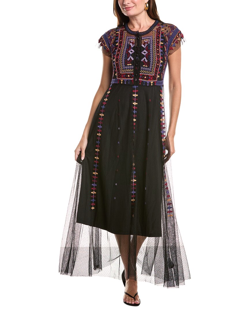 Johnny Was Apolonia Mesh Maxi Dress In Black