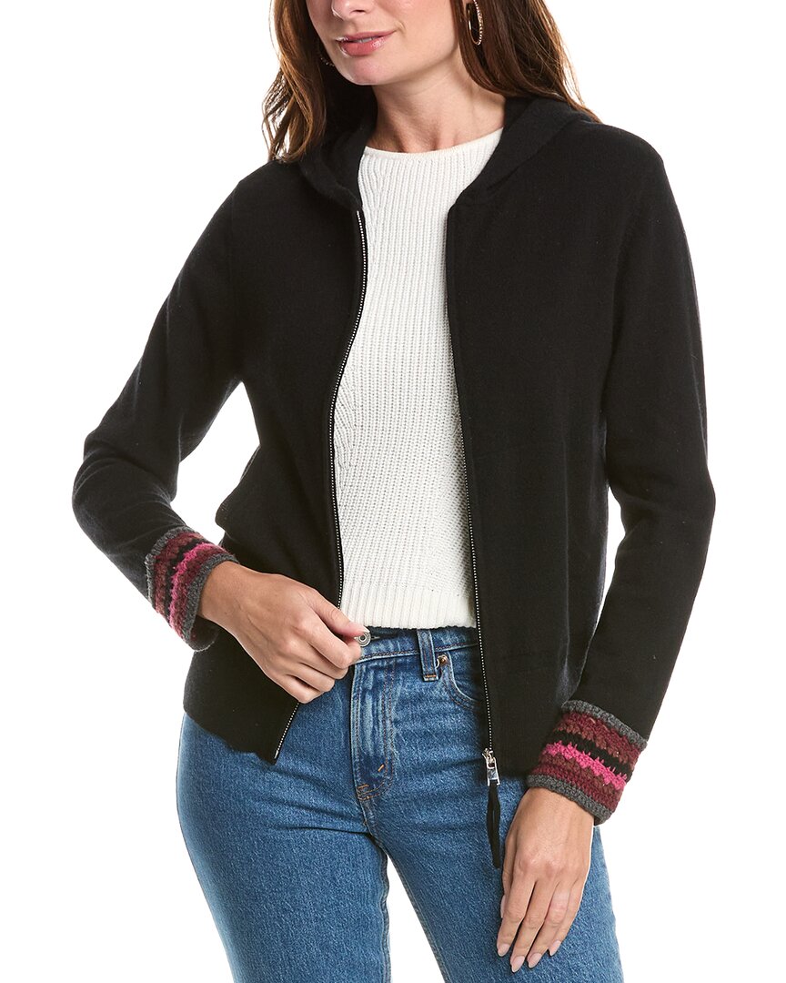 Johnny Was The Crochet Cuff Cashmere Hoodie In Black
