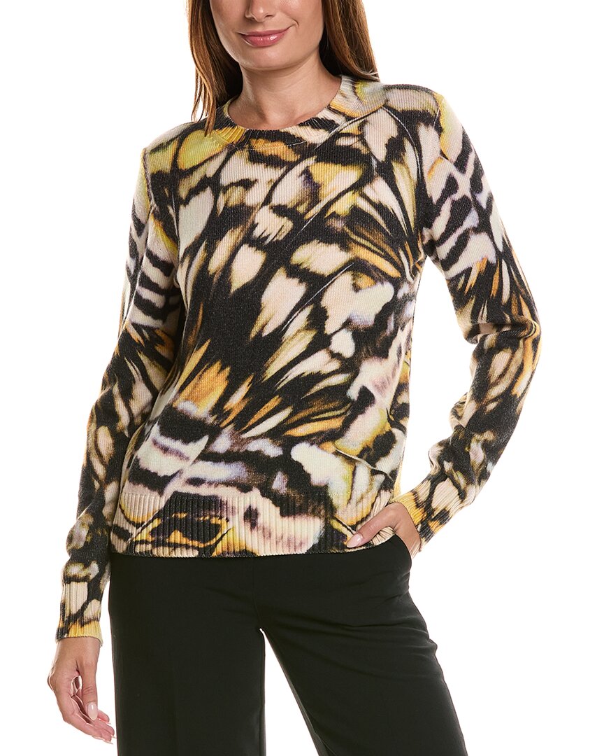 Oscar De La Renta Butterfly Print Jacquard Wool Pullover In Black