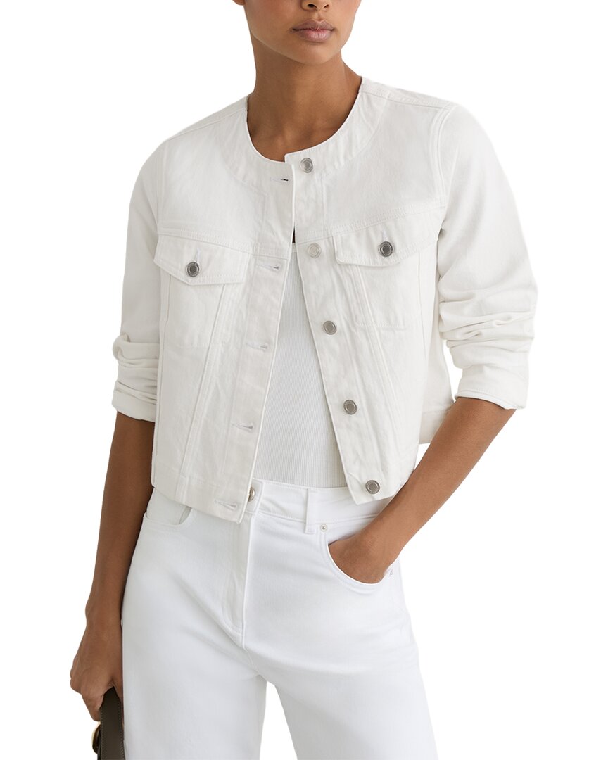 Reiss Medora Collarless Cropped Denim Jacket