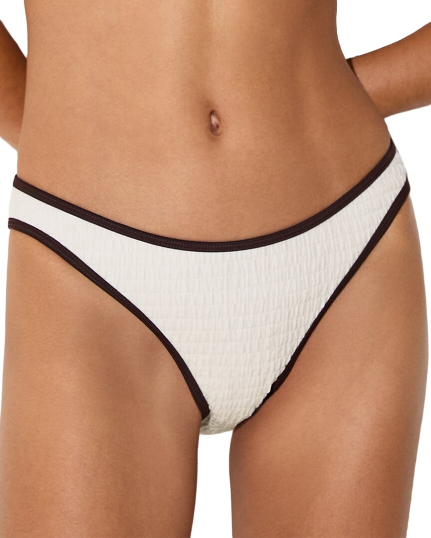 Reiss Ivory Johannah Tipped Shirred Bikini Bottom