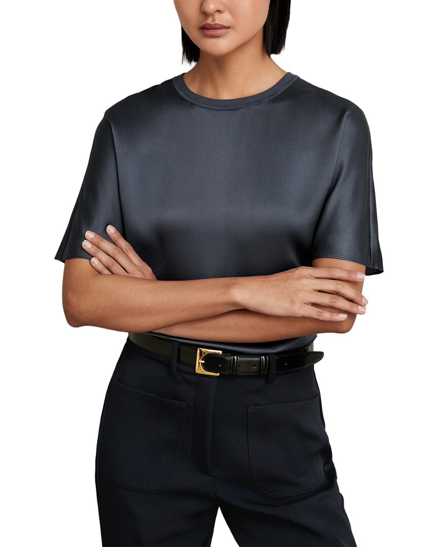 Reiss Lena Silk Short Sleeve Top