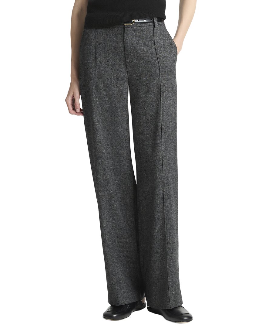 Vince Jasper High Waisted Pintuck Linen & Wool-blend Wide Leg Pant In Gray